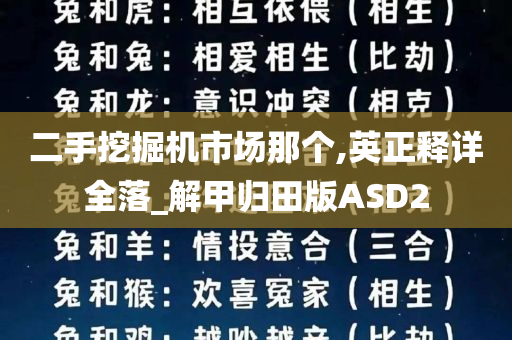 二手挖掘机市场那个,英正释详全落_解甲归田版ASD2