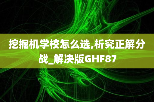 挖掘机学校怎么选,析究正解分战_解决版GHF87