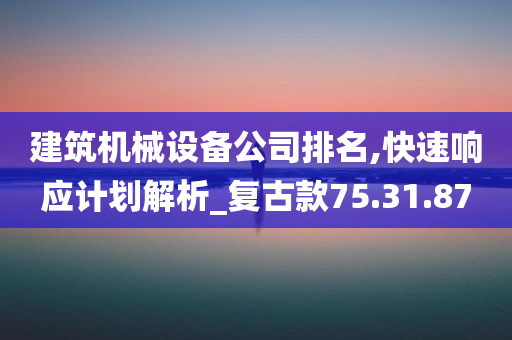 建筑机械设备公司排名,快速响应计划解析_复古款75.31.87